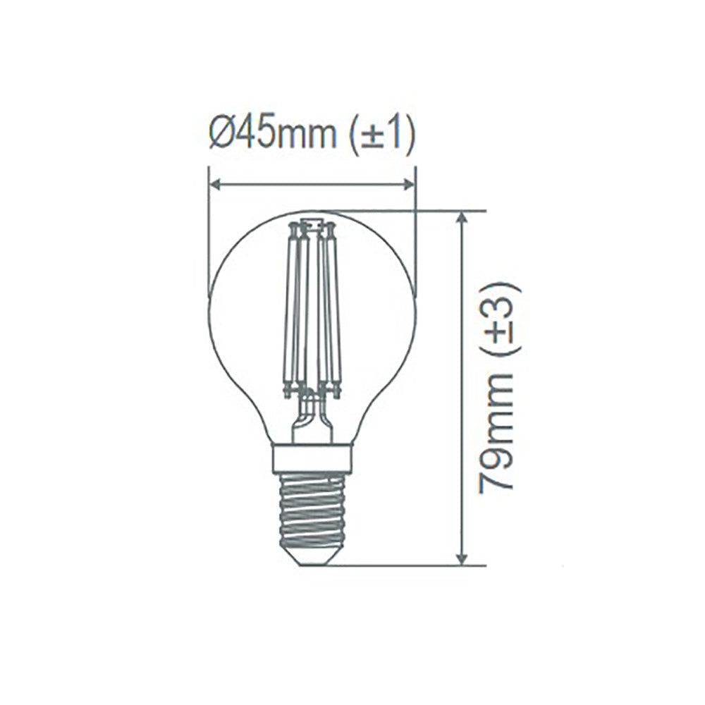Fancy Round LED Filament Globe SES 240V 4.8W Clear Glass 2700K - 65926