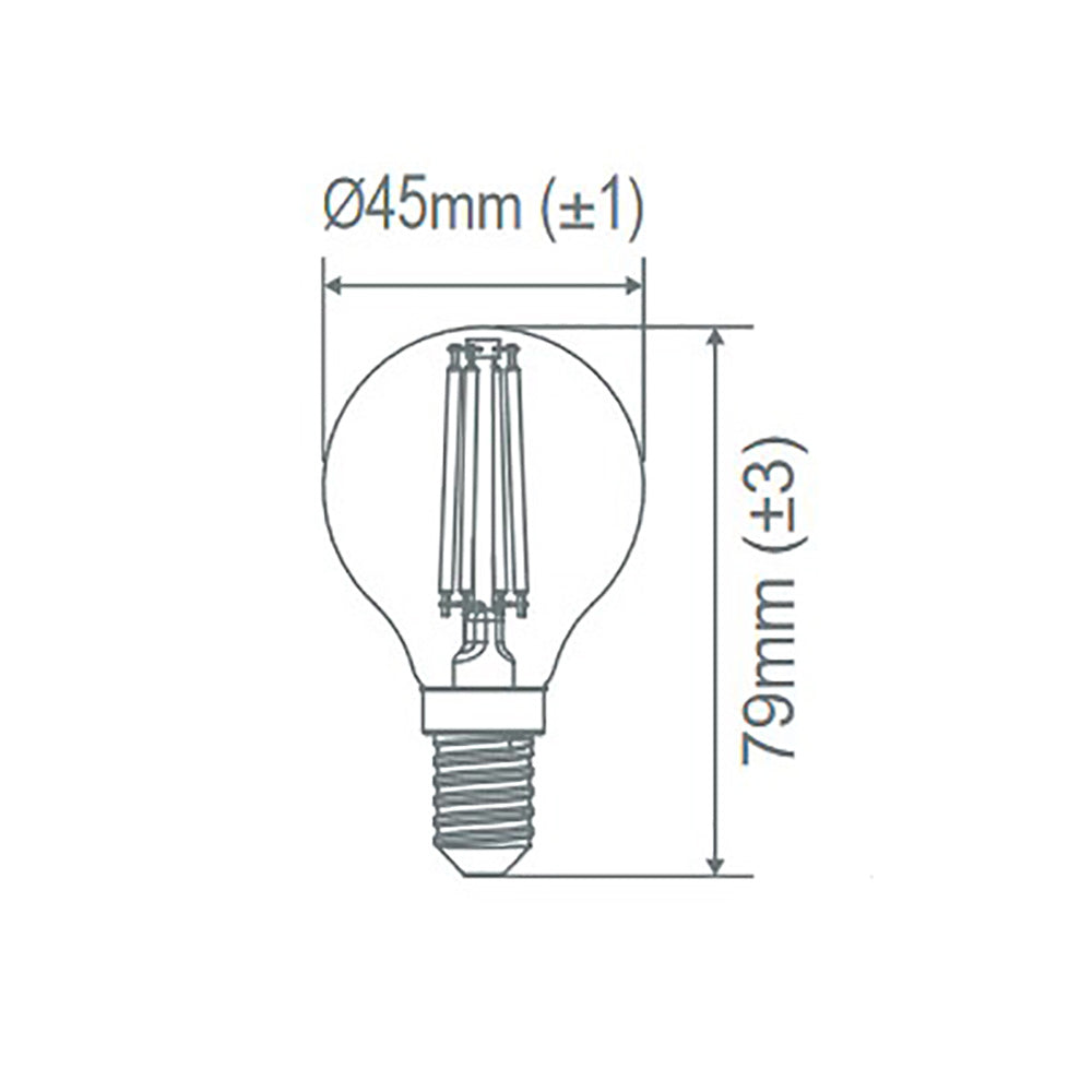 Buy LED Filament Globes Australia Fancy Round LED Filament Globe SES 240V 4.8W Clear Glass 6500K - 65927