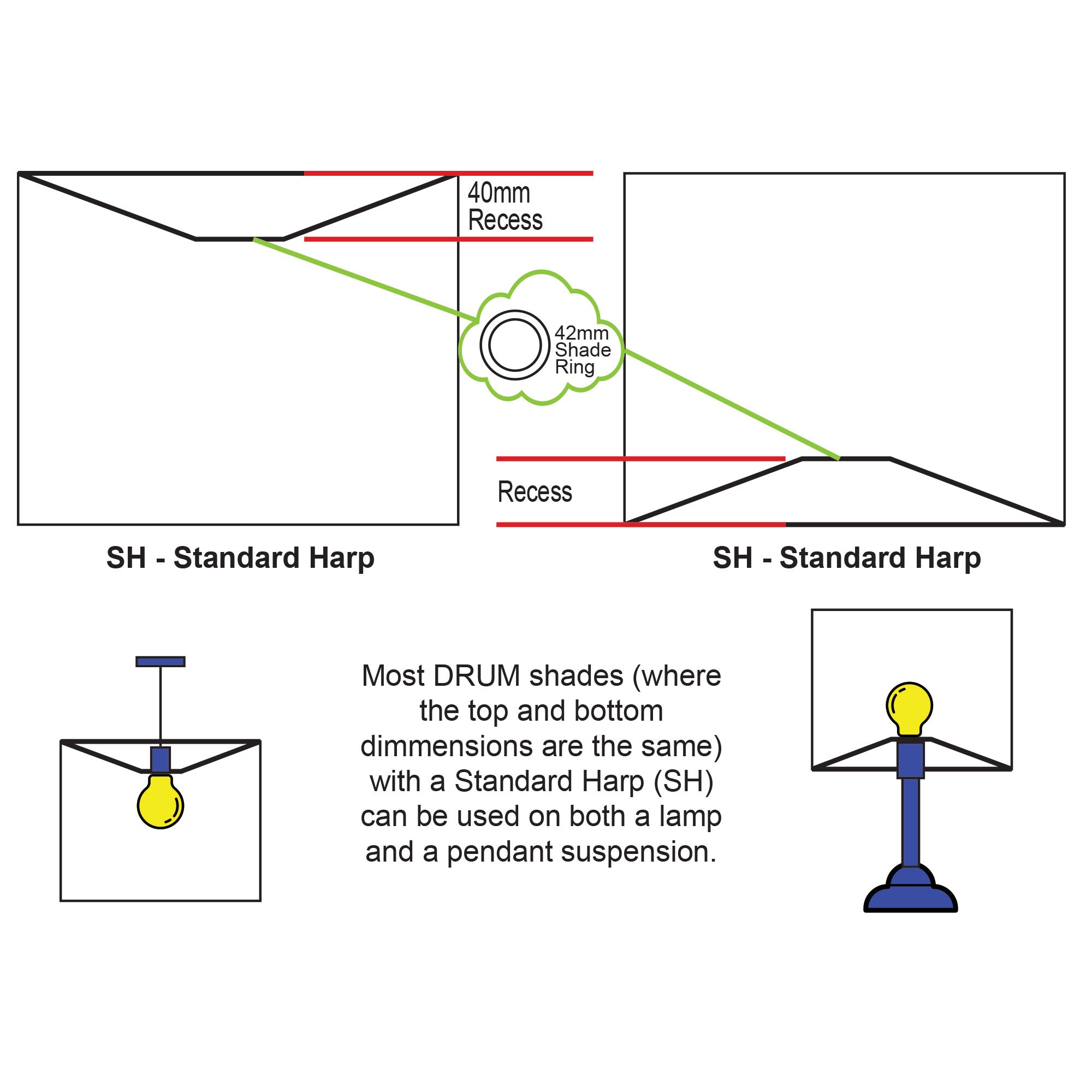 Drum Shade 400mm Black - OL91961BK