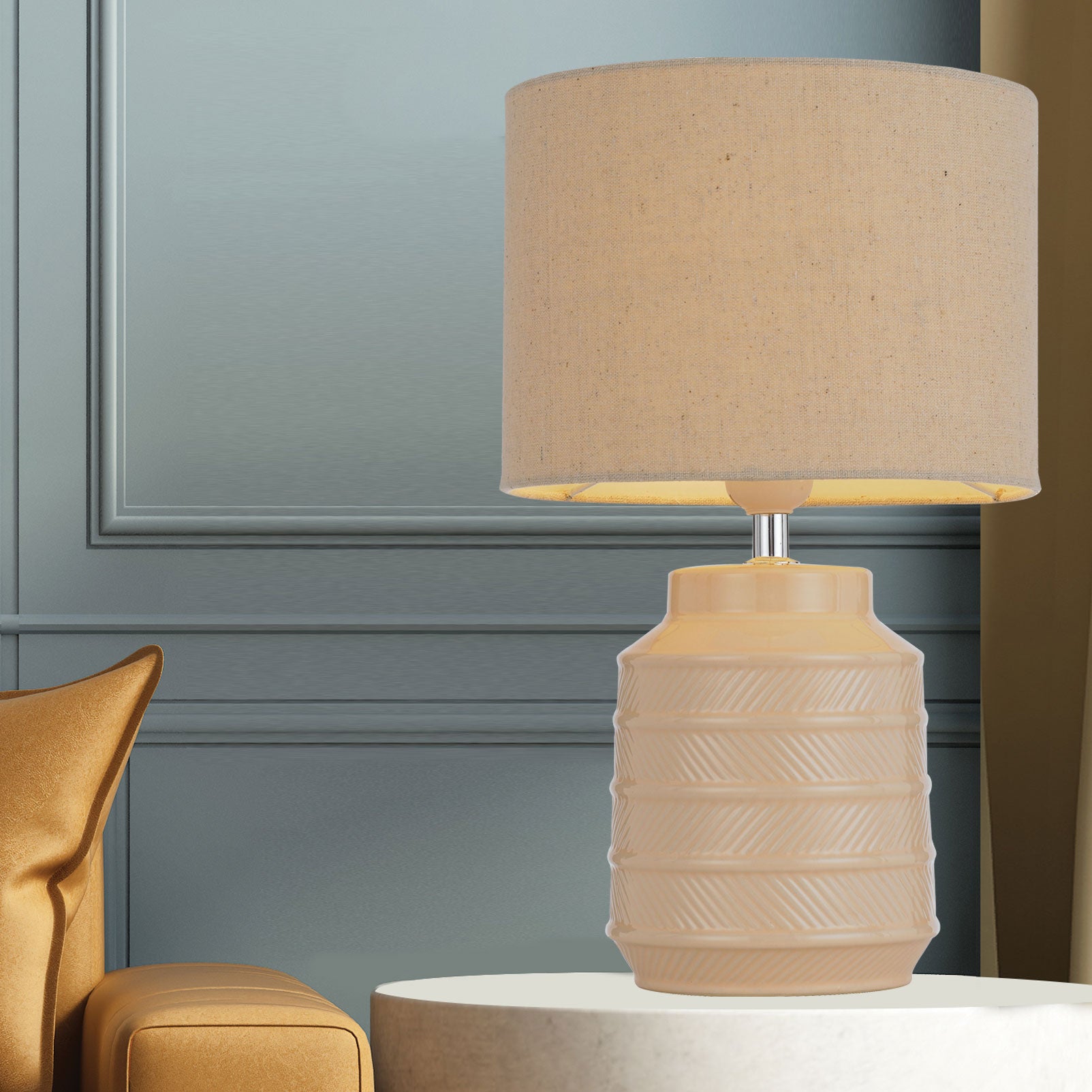 Buy Table Lamps Australia SHELBY Table Lamp Cream Ceramic / Fabric - SHELBY TL-CM