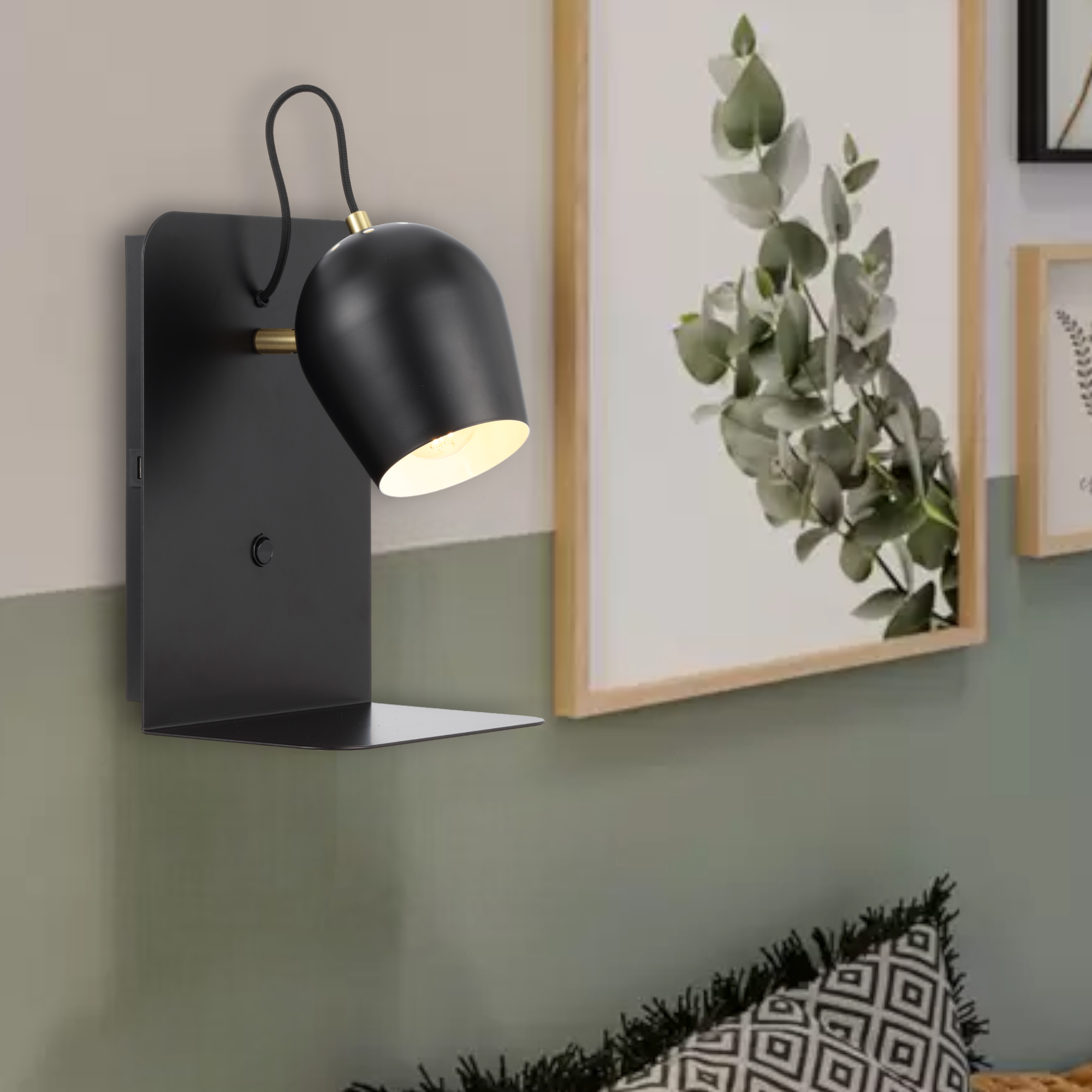 Shyn Iron Wall Light Satin Black - SHYN WB-BK