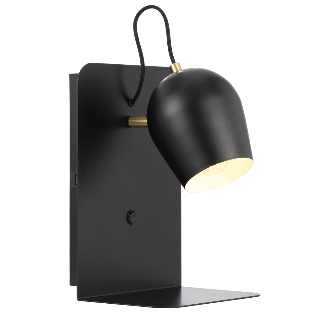 Shyn Iron Wall Light Satin Black - SHYN WB-BK