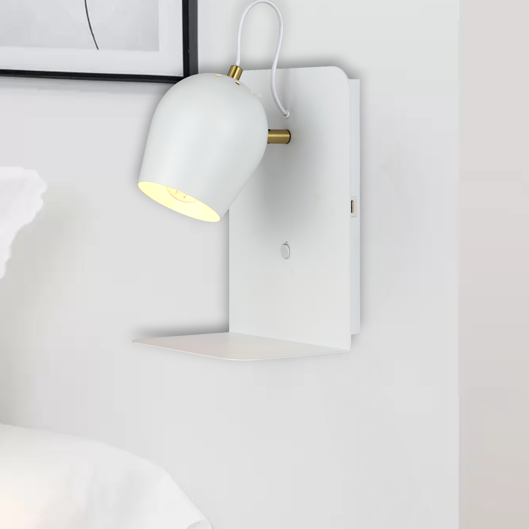 Shyn Iron Wall Light Satin White - SHYN WB-WH