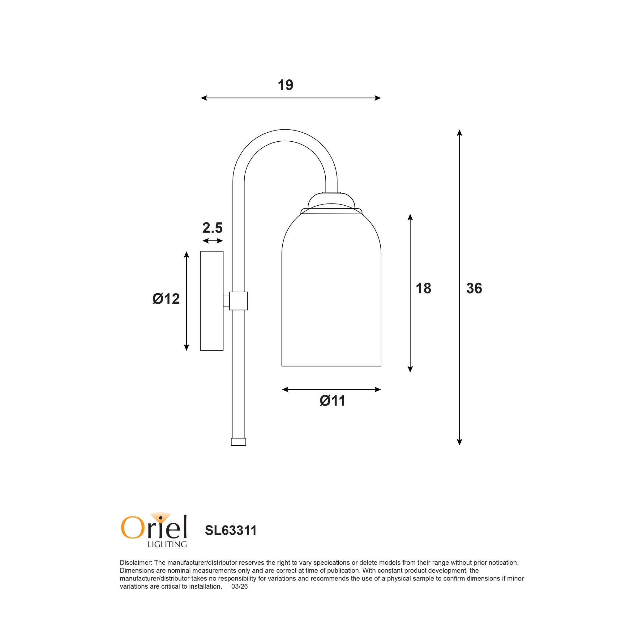 Arlington Wall Light White - SL63311WH