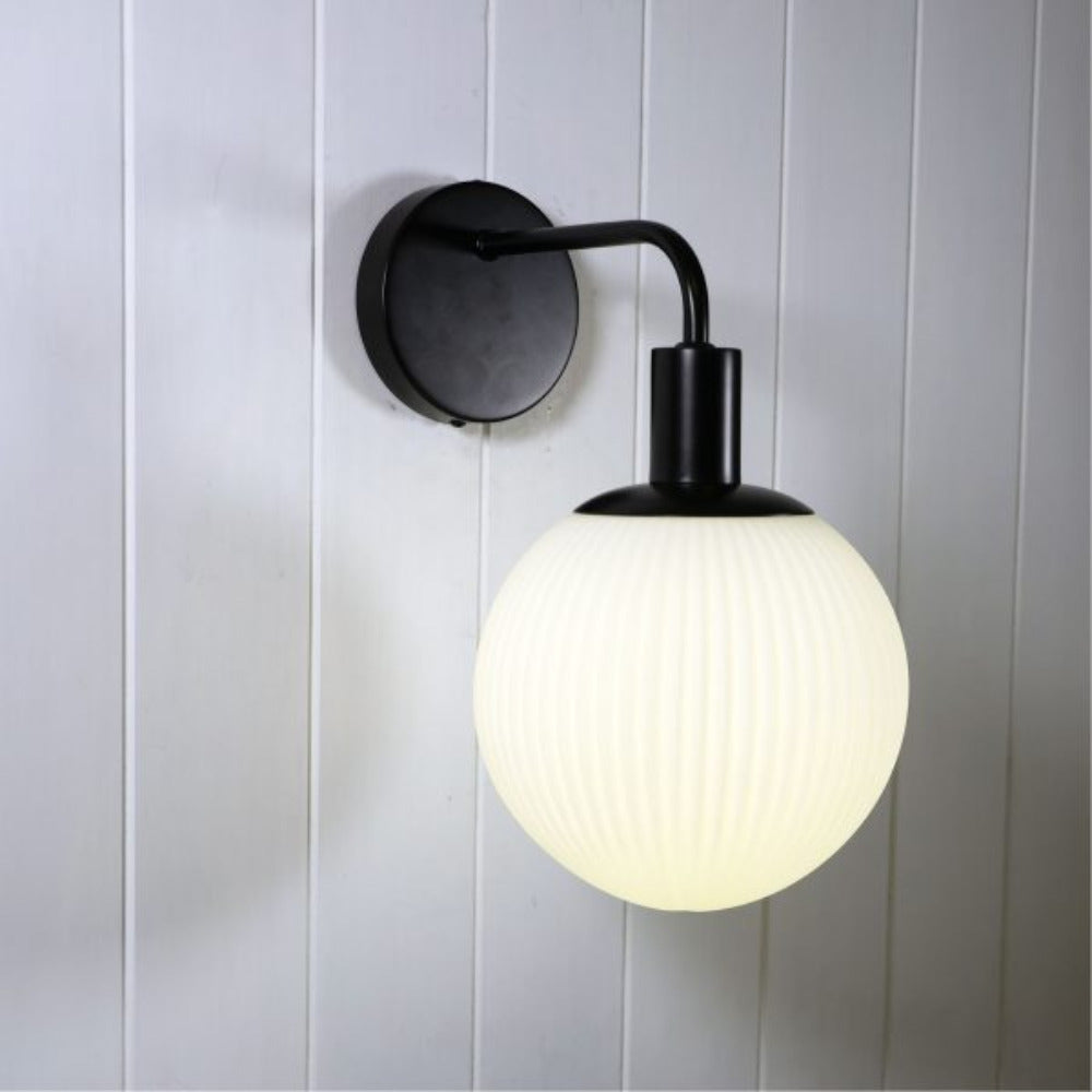 LEGARNO Wall Sconce Light W200mm Black / Opal Glass Metal - SL63731OM