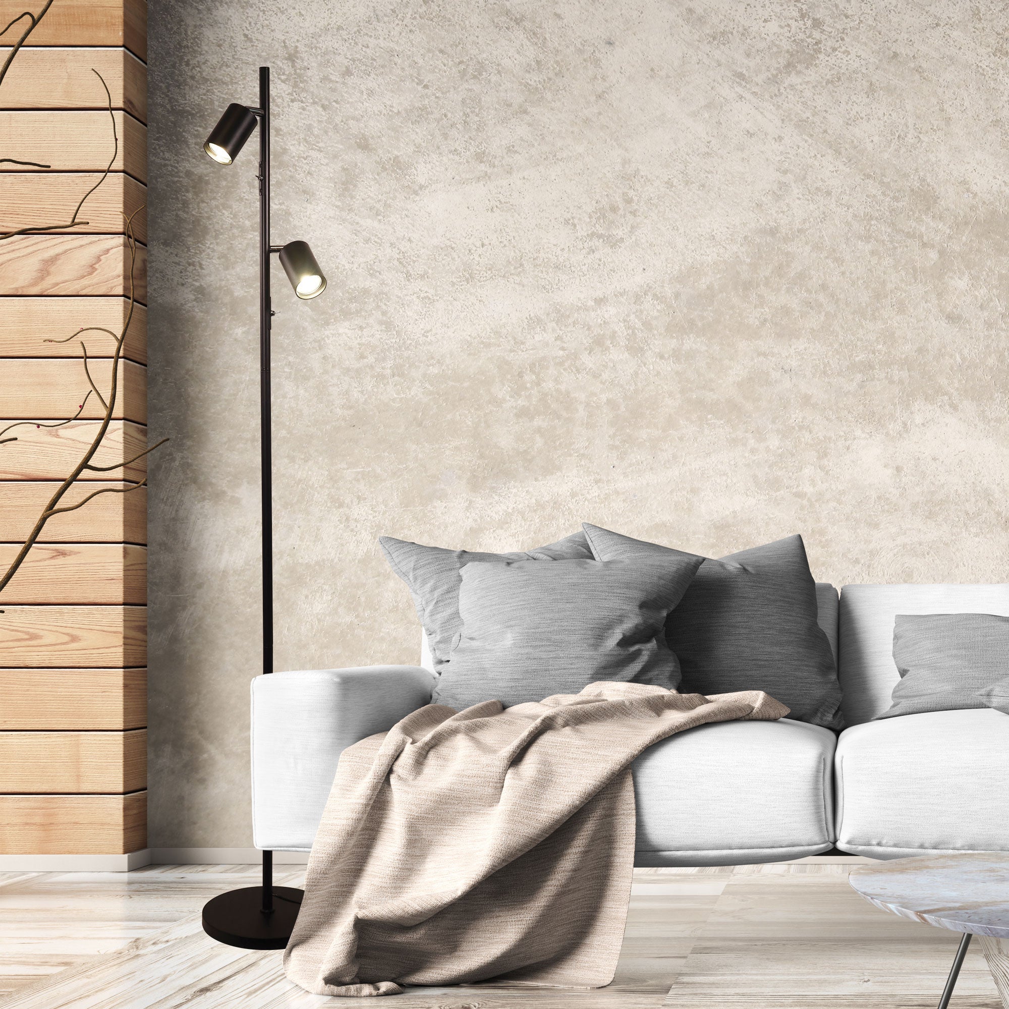 Ponte LED Adjustable Twin Floor Lamp 5W 4000K Black - SL98743BK