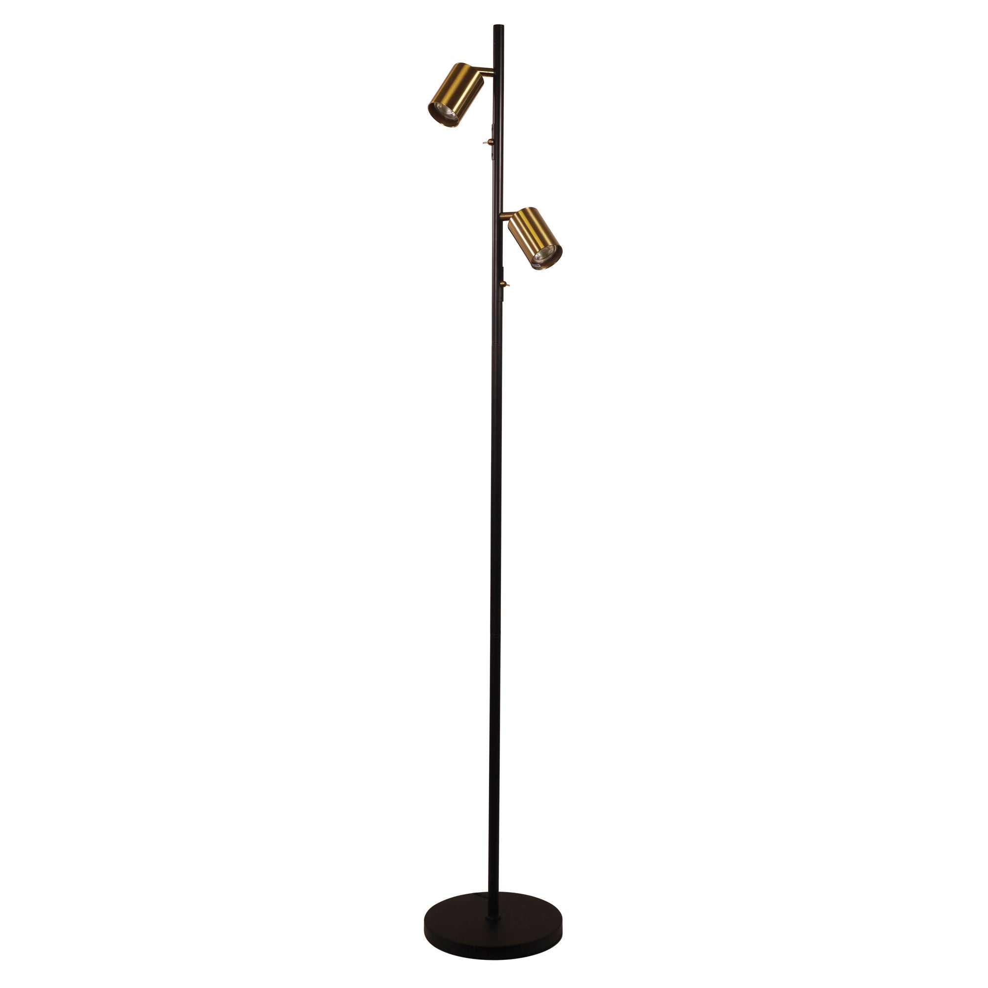 Ponte LED Adjustable Twin Floor Lamp 5W 4000K Satin Brass & Black - SL98743SB