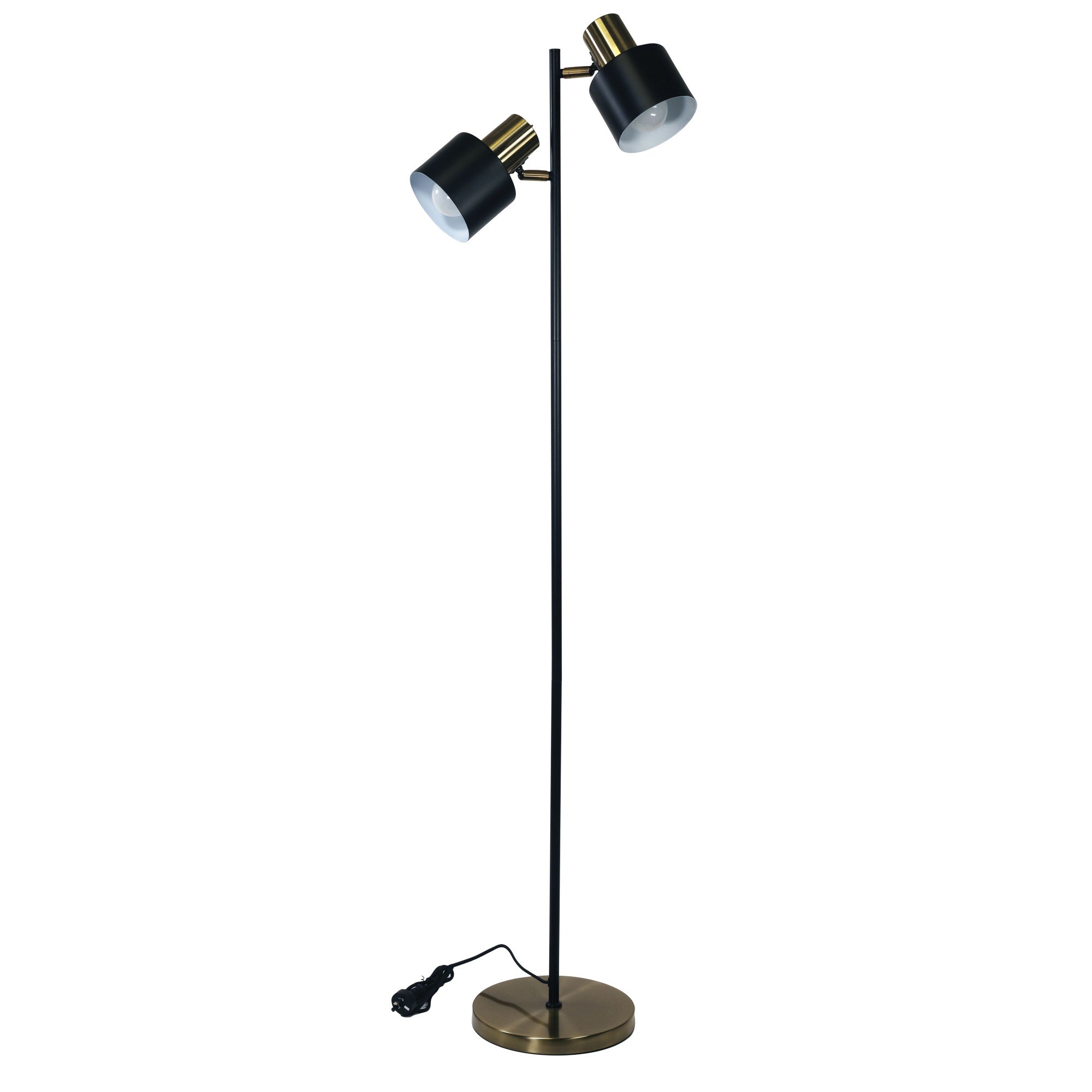 Ari Twin Floor Lamp Black & Antique Brass - SL98787/2AB