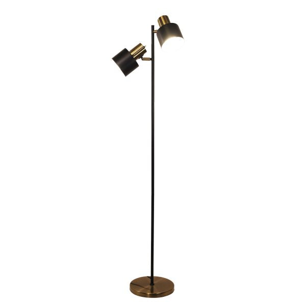 Ari Twin Floor Lamp Black & Antique Brass - SL98787/2AB