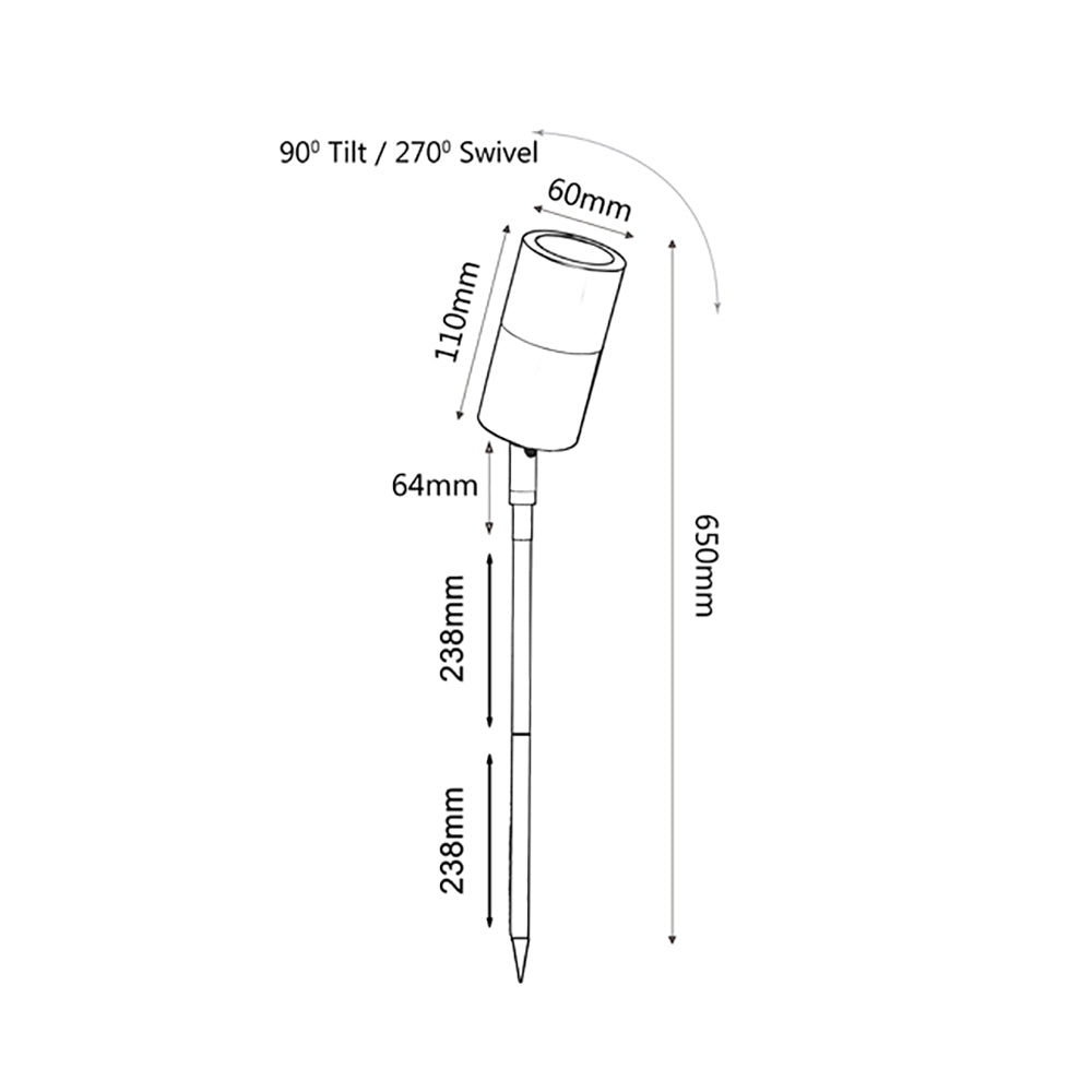 MR16 12V Exterior Adjustable Long Head Spike Light 316 Stainless Steel IP65 - SPMSSS