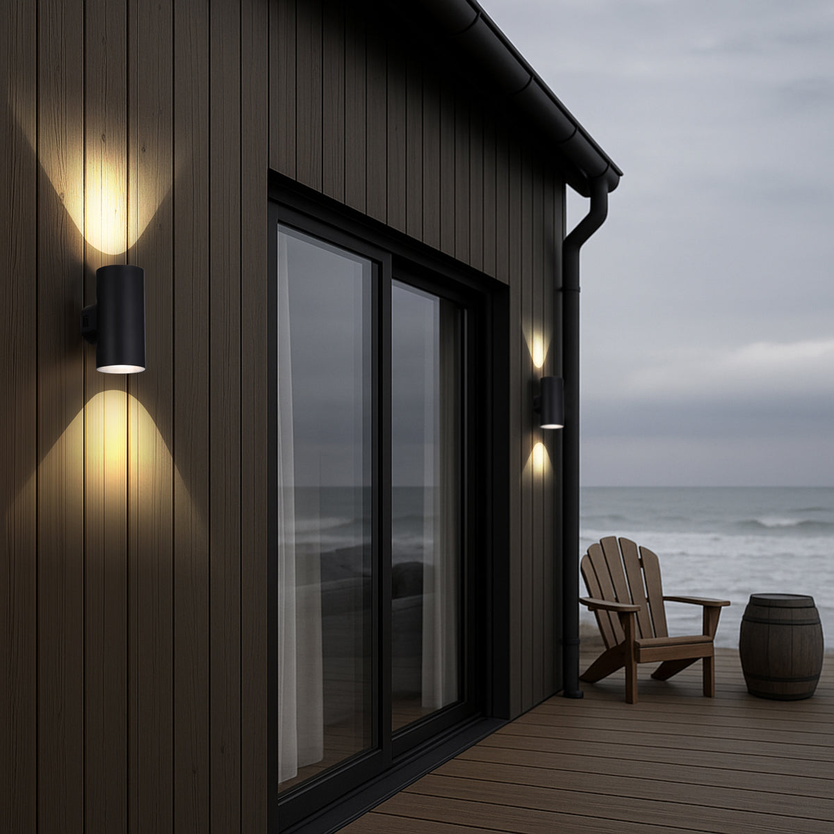 Stina LED Up & Down Wall Light 18W TRI Colour Black - STINA EXWB2-BK