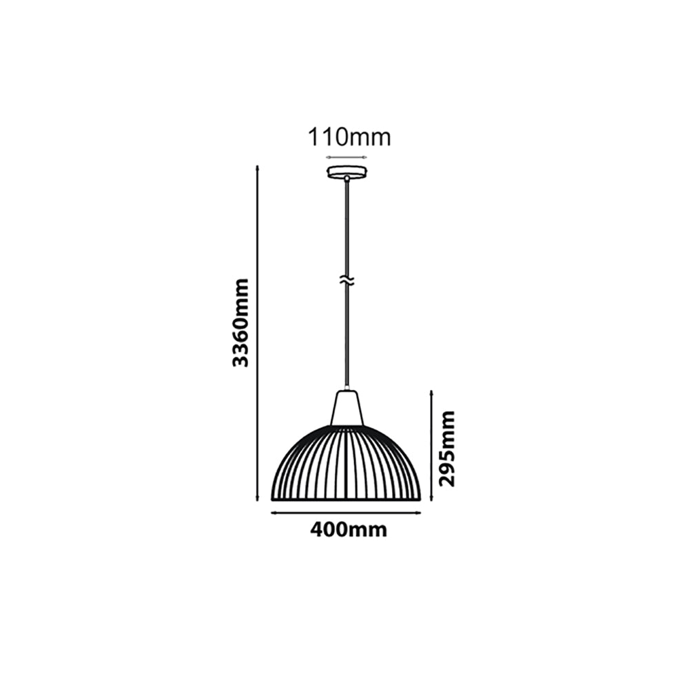 STRAND Iron And Wood Dome Cage 1 Light Pendant Black - STRAND1
