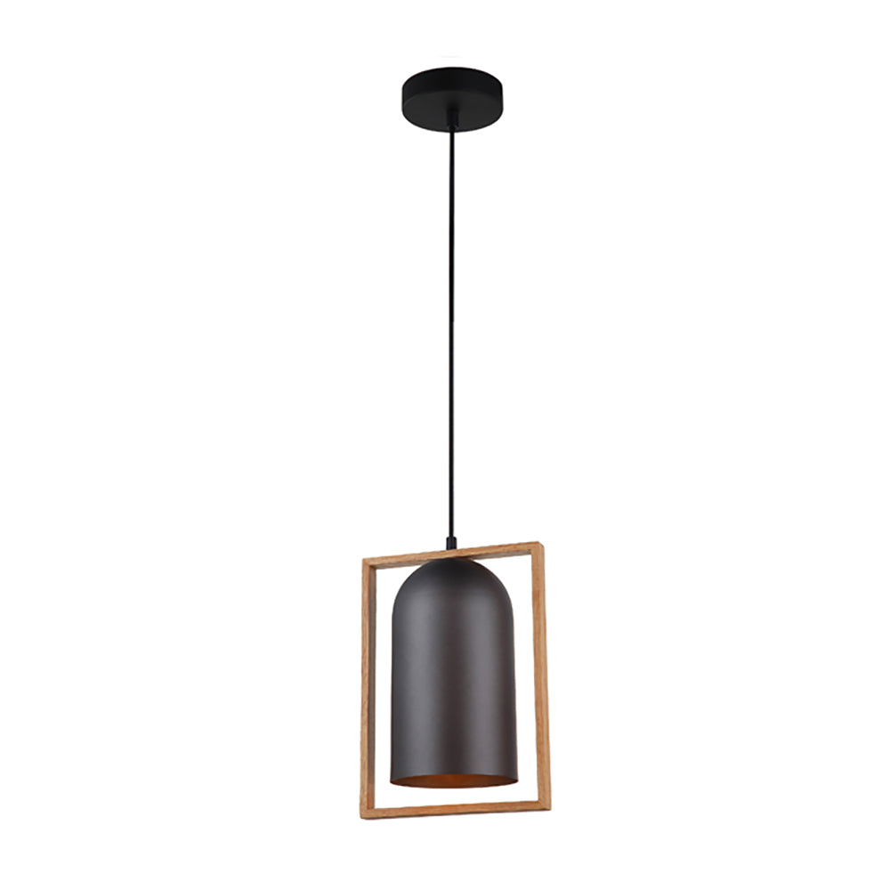 Buy Pendant Lights Australia SWING Oblong Shape Wood Frame 1 Light Pendant Black - SWING2