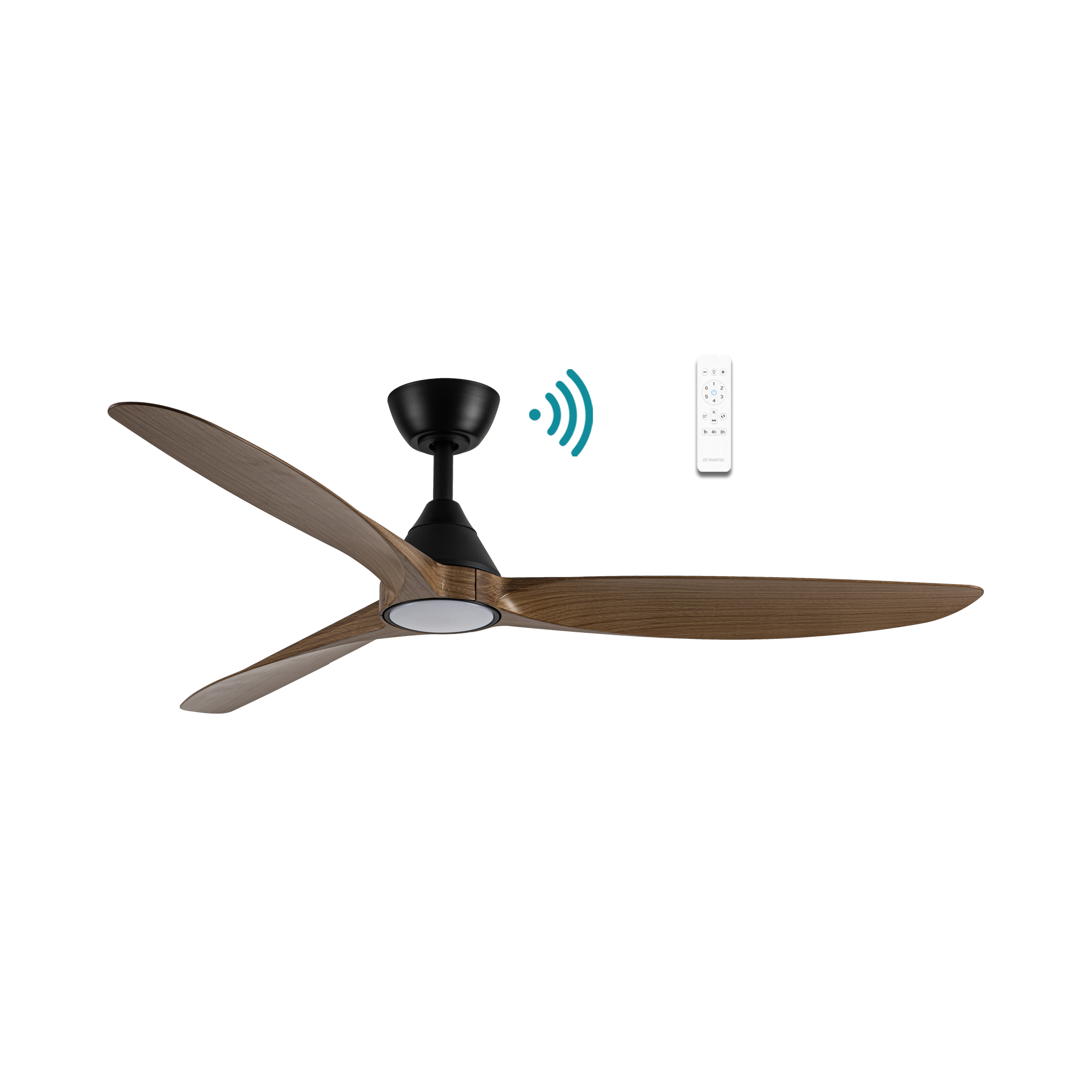 Seaforth DC Ceiling Fan With LED Light 56" 3 Blade Matt Black & Teak With WIFI Remote - MDCS1433MT