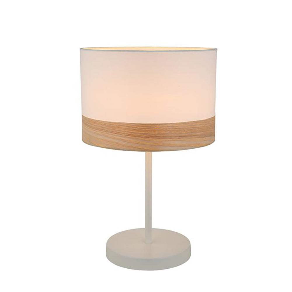 Buy Table Lamps Australia TAMBURA White Cloth Shade With Blonde Wood Trim Medium Table Lamp - TAMBURA09TL