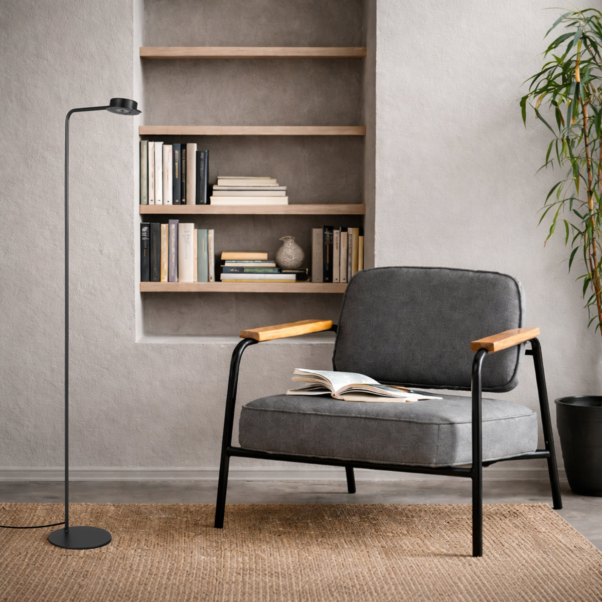 Tarell LED Floor Lamp 6W 3000K Gun Metal - TARELL FL-GM