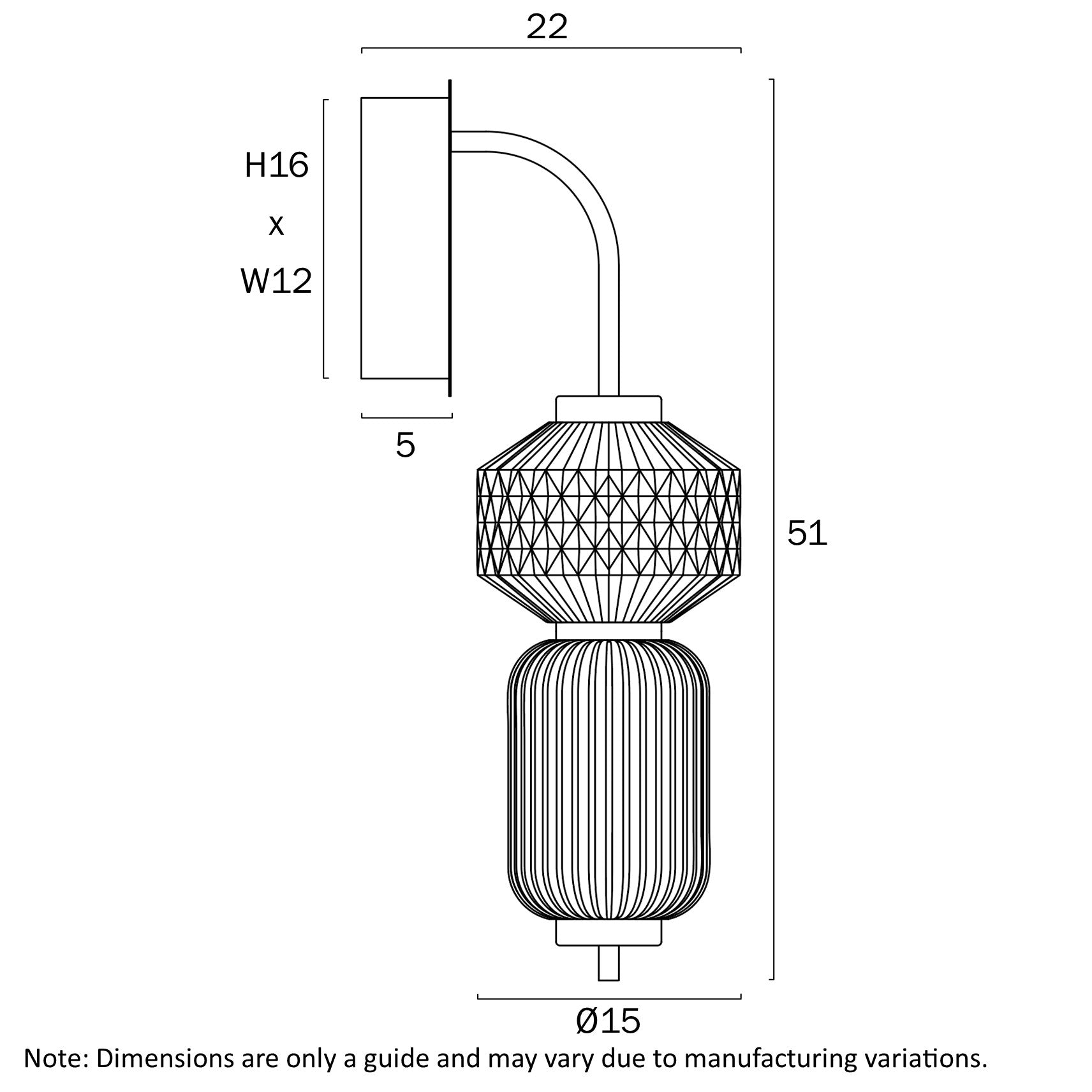 Torso LED Wall Light 12W 3000K Black - TORSO WB-BK