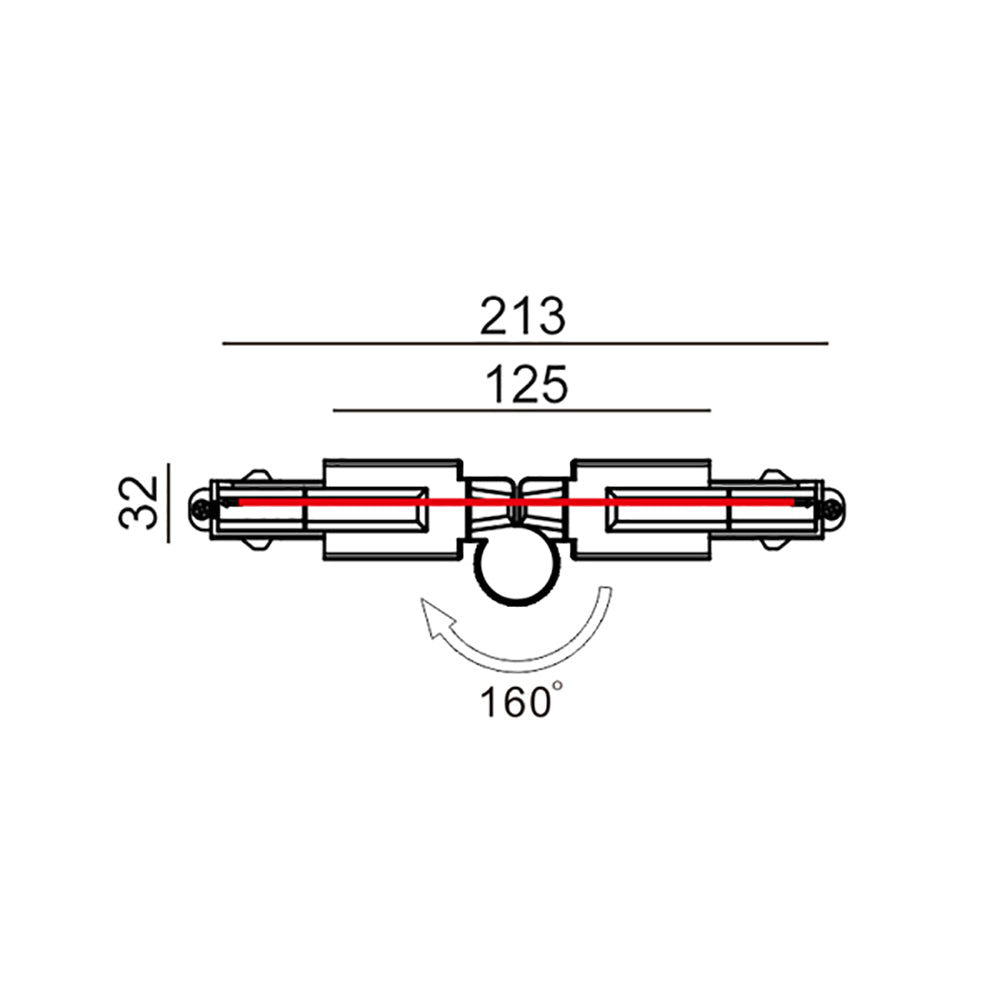 Single Circuit Tracks & Accessorie L213mm Right 3 Wire Black Aluminium - TRK1BLCON6R