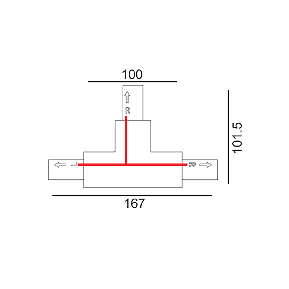 Buy Three Circuit Tracks & Accessories Australia Track 3 Circuit 4 Wire LEFT T-Piece Connector Black - TRK3BLCON4L2