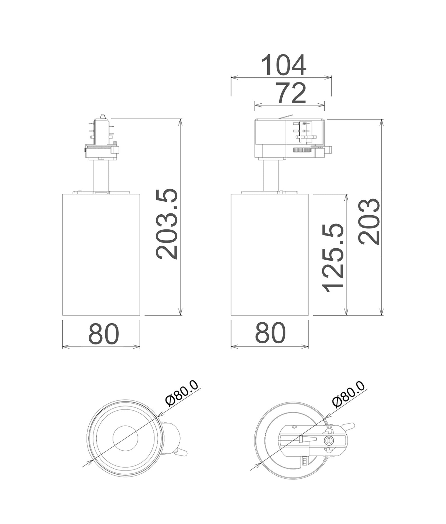 4 Wire 3 Circuit LED Track Light Black 25W 3CCT - TRKTRI05