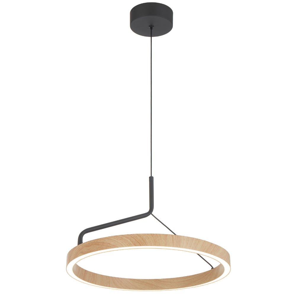 Truvon 400mm LED Pendant 20W Tri Colour Black & Oak - TRUVON PE40-BKOK