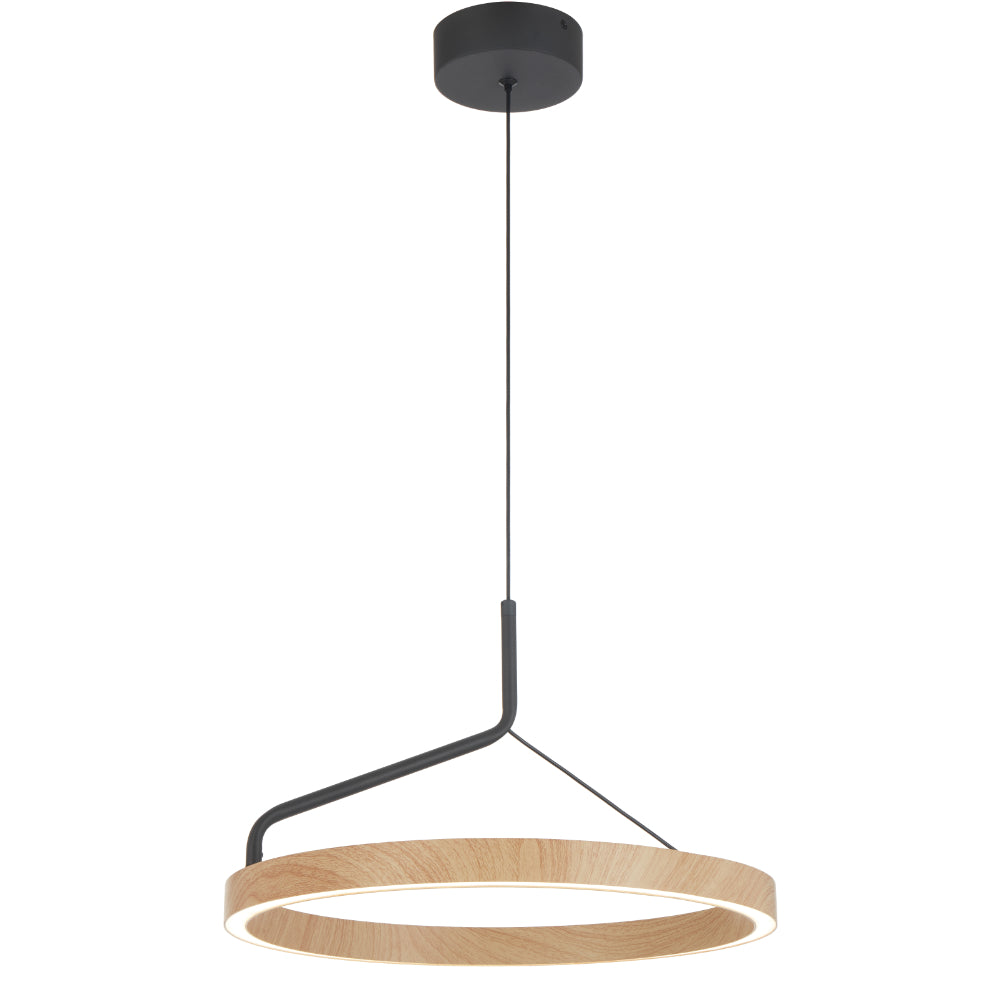 Truvon 400mm LED Pendant 20W Tri Colour Black & Oak - TRUVON PE40-BKOK