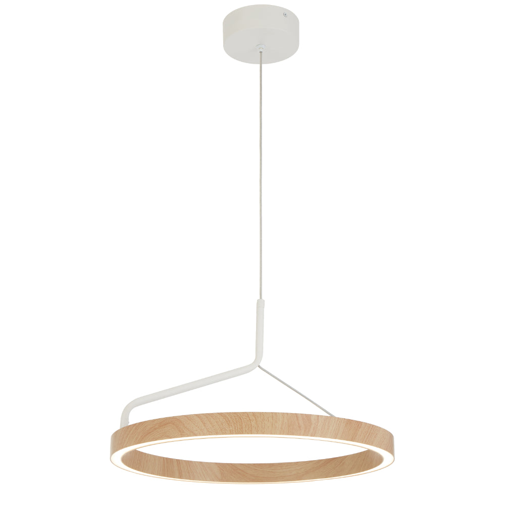 Truvon 400mm LED Pendant 20W Tri Colour White & Oak - TRUVON PE40-WHOK