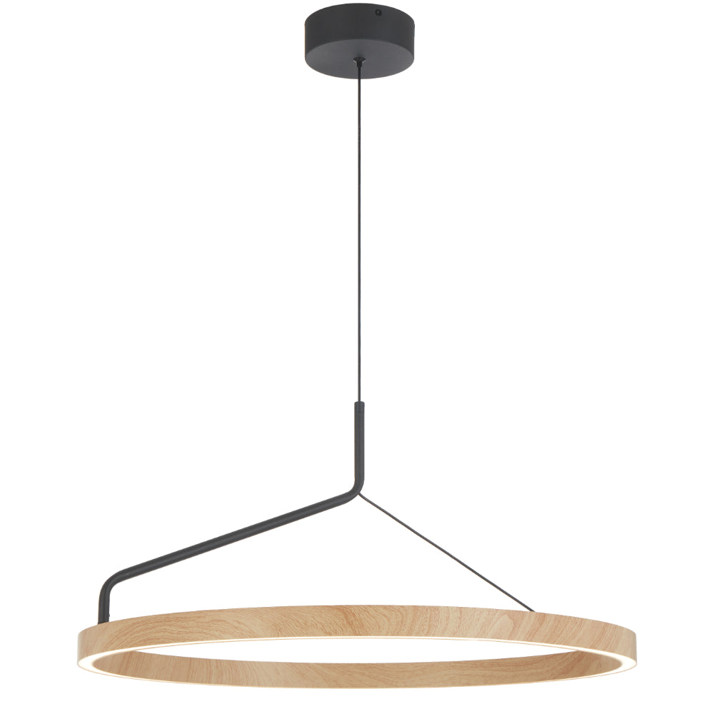 Truvon 600mm LED Pendant 32W Tri Colour Black & Oak - TRUVON PE60-BKOK