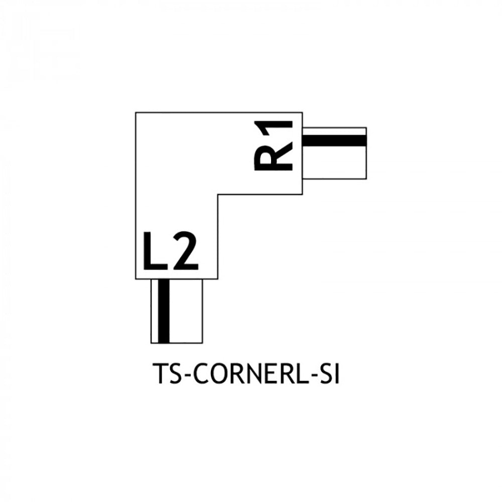 Buy Three Circuit Tracks & Accessories Australia TS Series Corner (Right Neutral) Track Joiner Silver - TS-CORNERR-SI