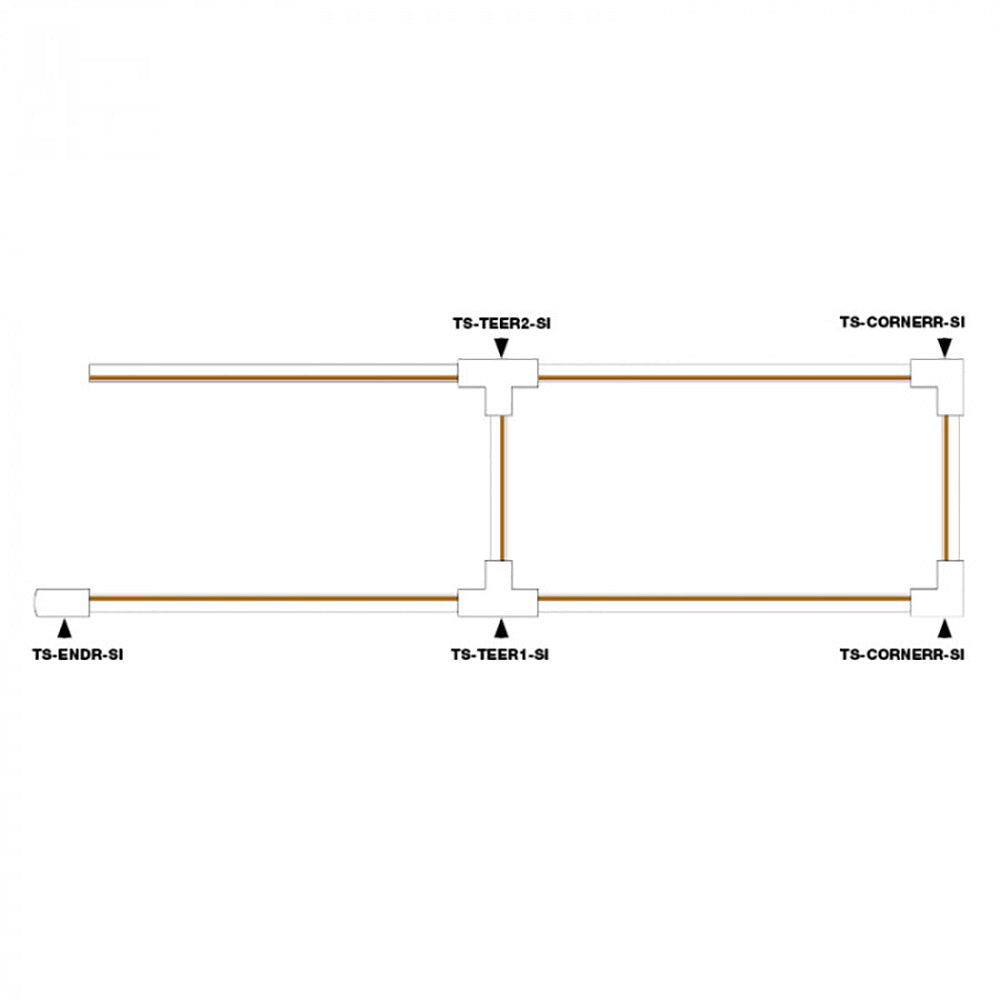 Buy Three Circuit Tracks & Accessories Australia TS Series Track Joiner (Right Neutral Type 1) Silver - TS-TEER1-SI