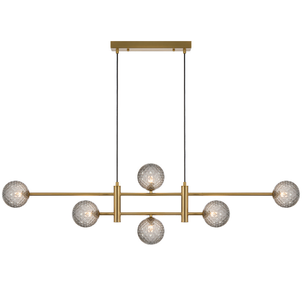 Tyson 6 Light Pendant Antique Gold & Smoke Tear - TYSON PE06-AGSMT