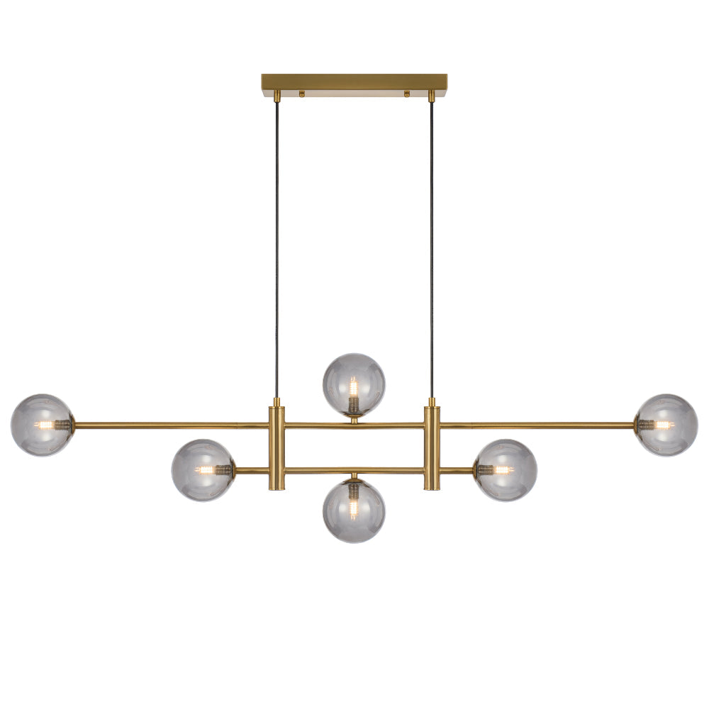 Tyson 6 Light Pendant Antique Gold & Smoke - TYSON PE06-AGSM