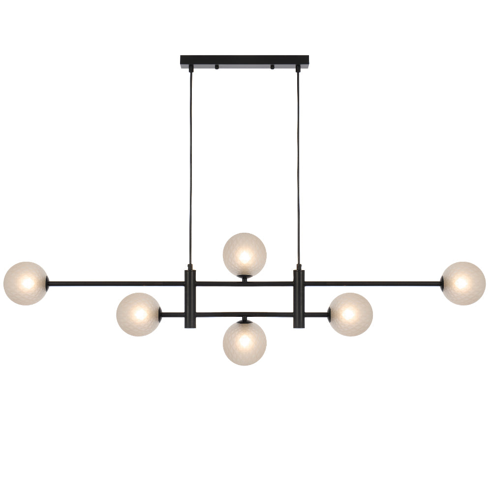 Tyson 6 Light Pendant Black & Frost Tear - TYSON PE06-BKFRT