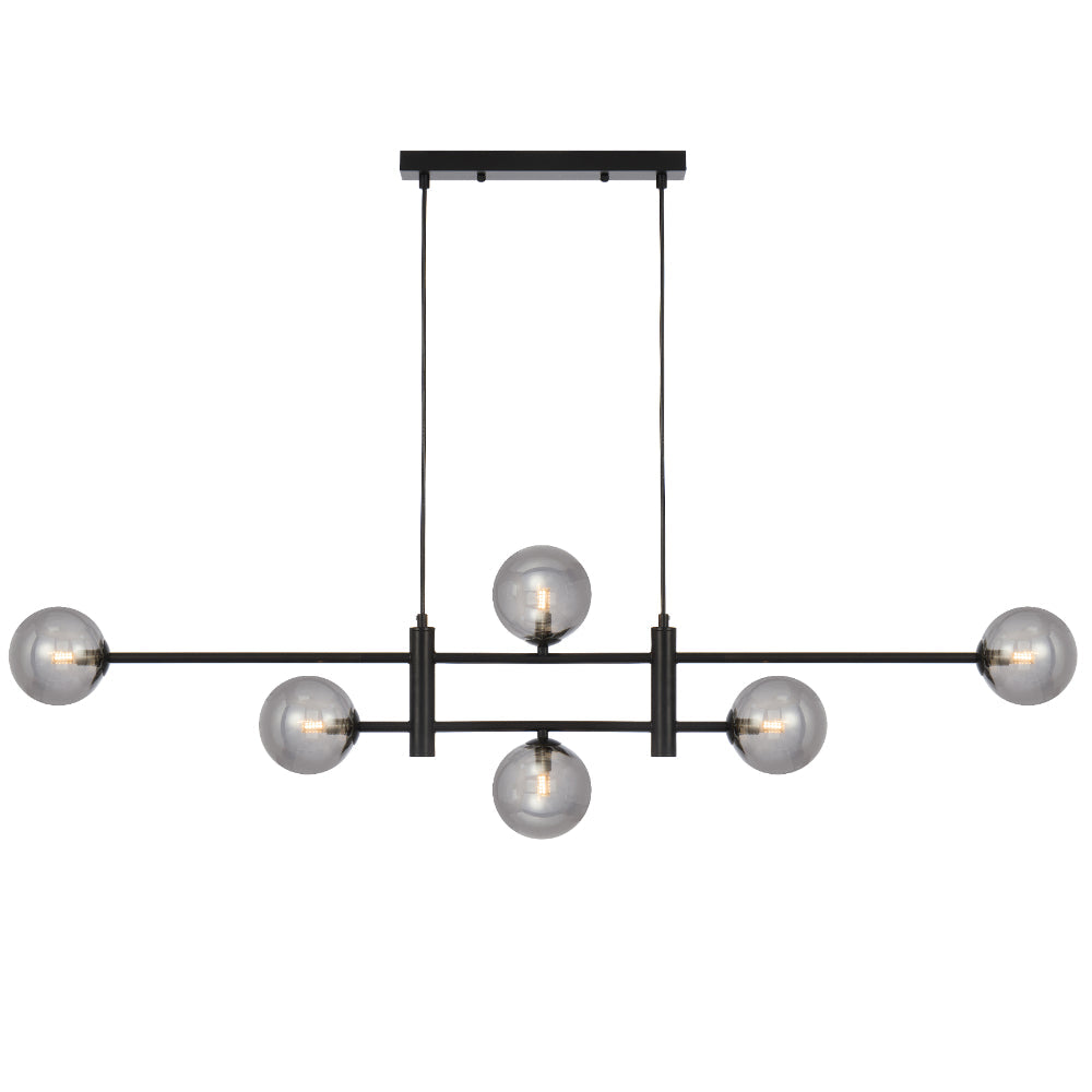 Tyson 6 Light Pendant Black & Smoke - TYSON PE06-BKSM