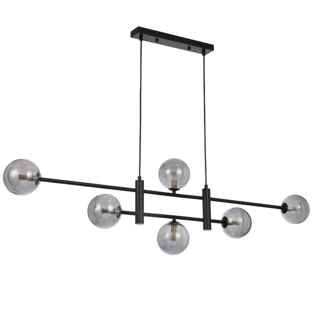 Tyson 6 Light Pendant Black & Smoke - TYSON PE06-BKSM