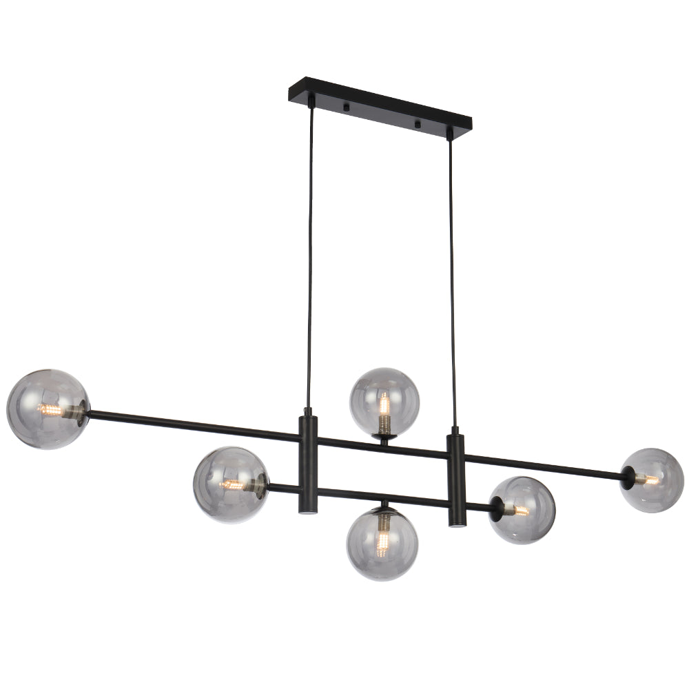 Tyson 6 Light Pendant Black & Smoke - TYSON PE06-BKSM