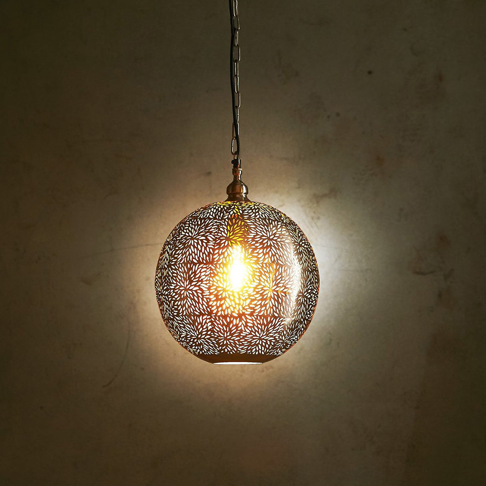 Buy Pendant Lights Australia Taurus Perforated Round Ball Pendant Nickel - ZAF10222