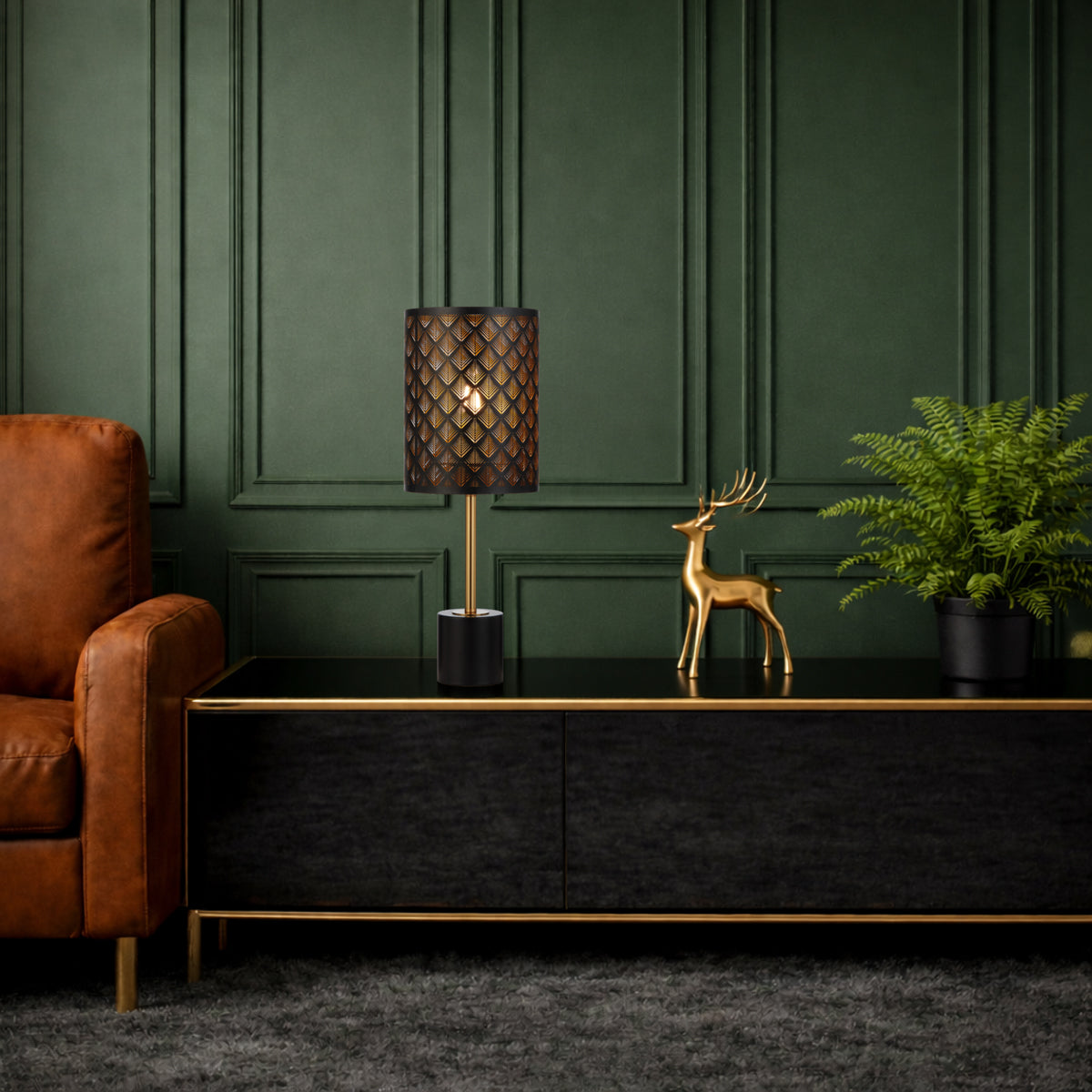 Valtor Table Lamp Black & Antique Gold - VALTOR TL-BK