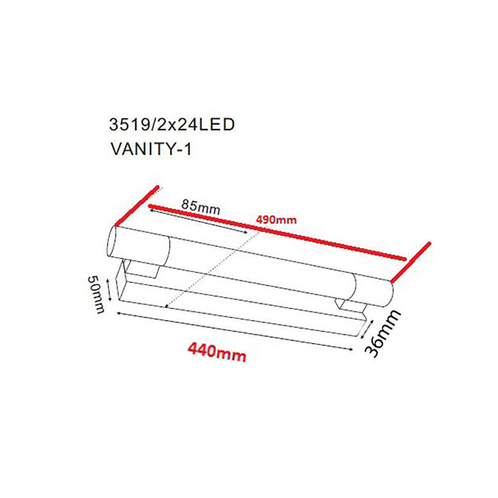 Buy Bathroom Vanity Lights Australia VANITY LED Interior Wall Light 7.6W 4000K IP44 - VANITY-1