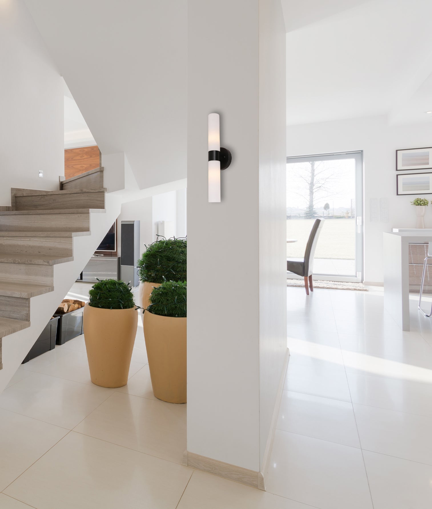 Vara Up & Down Wall Light Black & Opal - VARA1