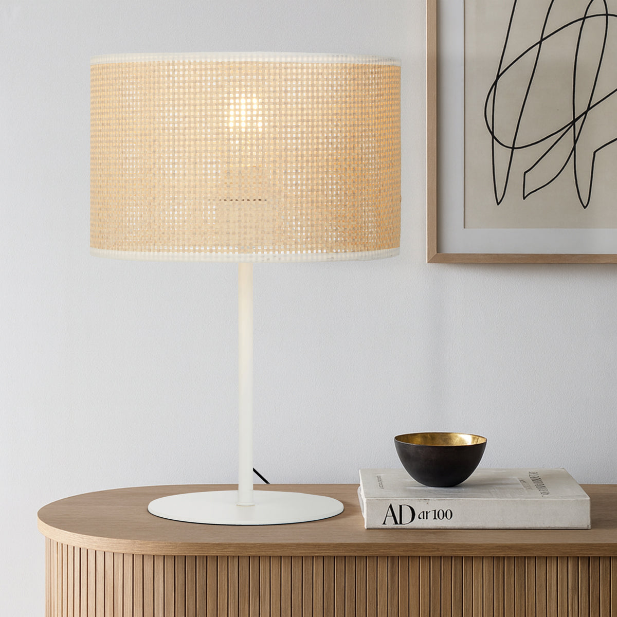 Velice Table Lamp White & Natural - VELICE TL-WH