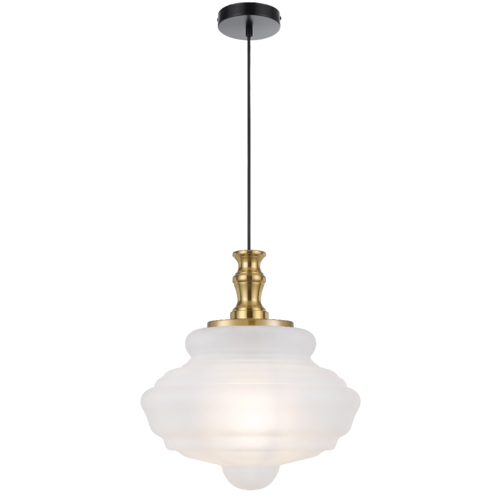 Verdun 400mm Pendant Light Antique Gold & Frost - VERDUN PE40-AGFR