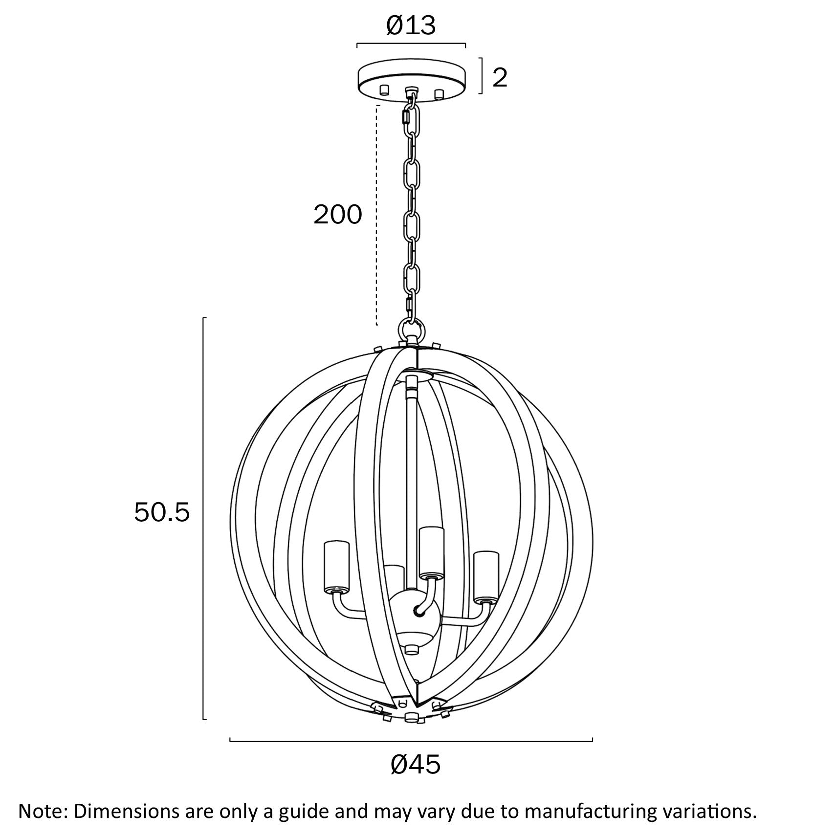 Vestal 4 Light Pendant Black - VESTAL PE4-BK