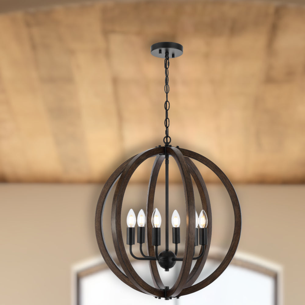 Vestal 6 Light Pendant Black - VESTAL PE6-BK