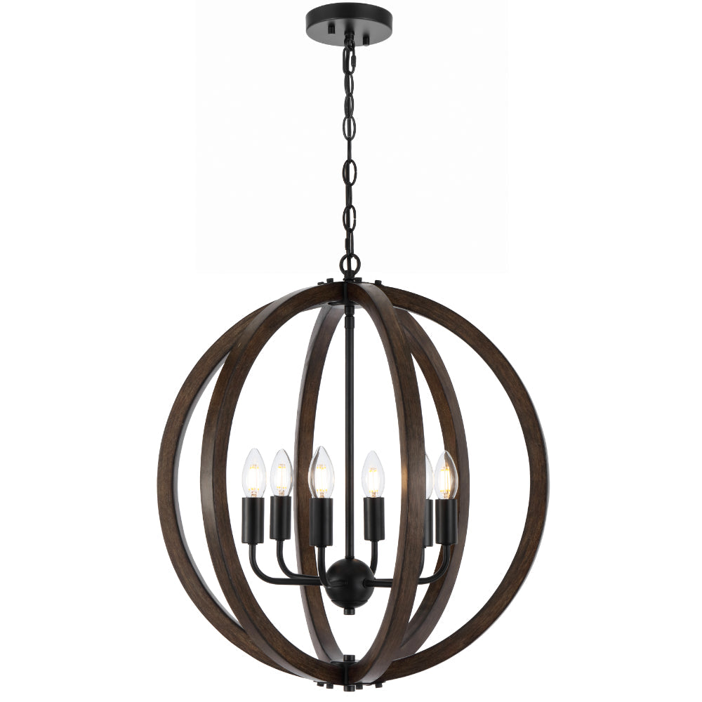 Vestal 6 Light Pendant Black - VESTAL PE6-BK