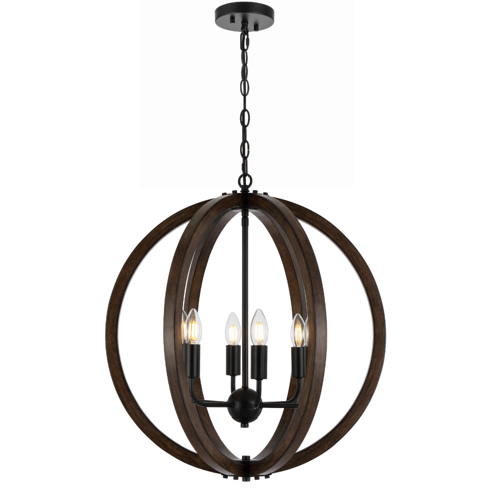 Vestal 6 Light Pendant Black - VESTAL PE6-BK