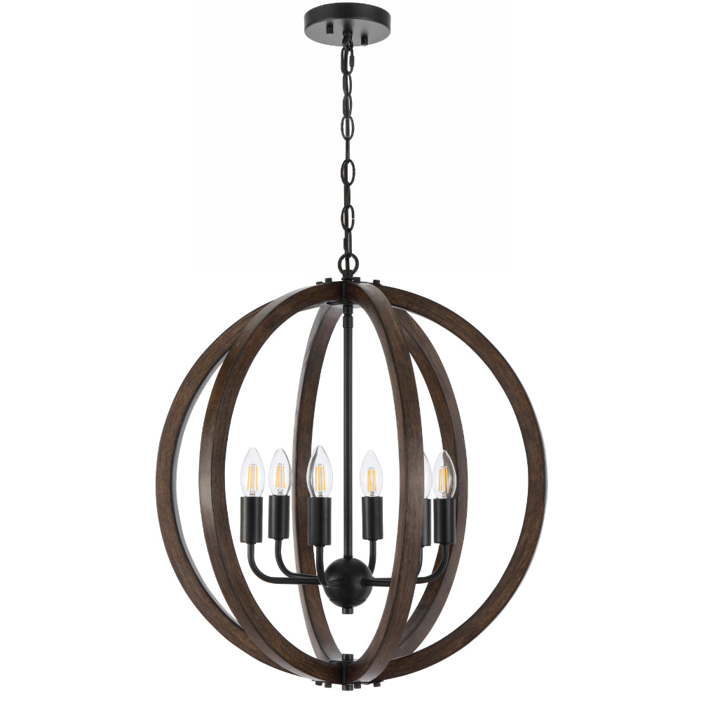 Vestal 6 Light Pendant Black - VESTAL PE6-BK