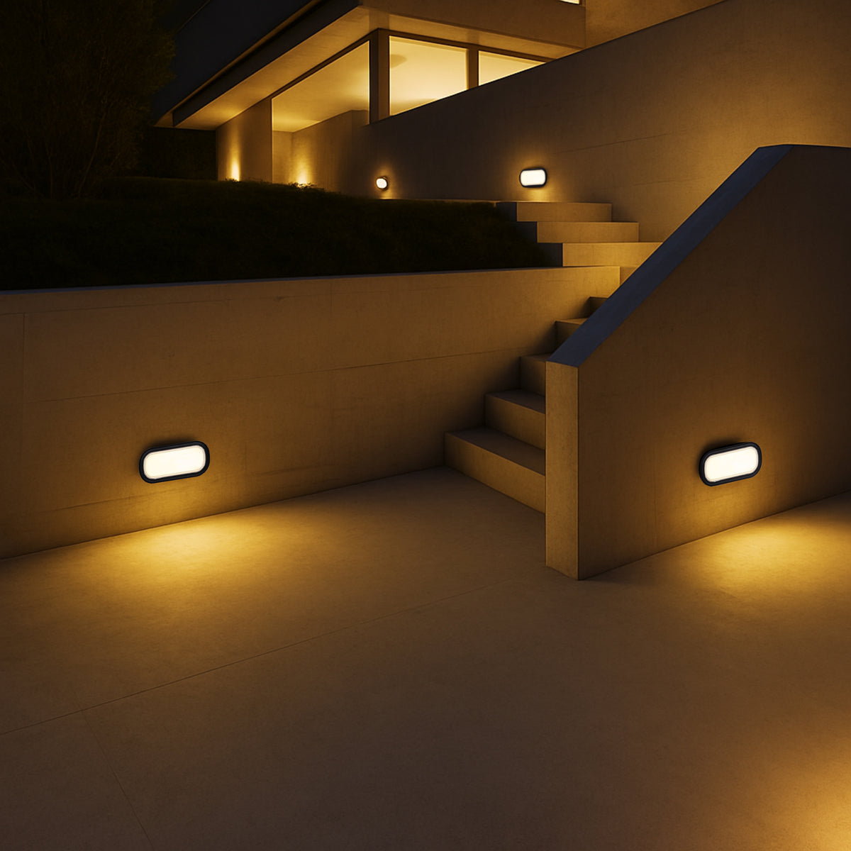 Viggo LED Rectangle Bunker Light 16W TRI Colour White - VIGGO RE27-WH