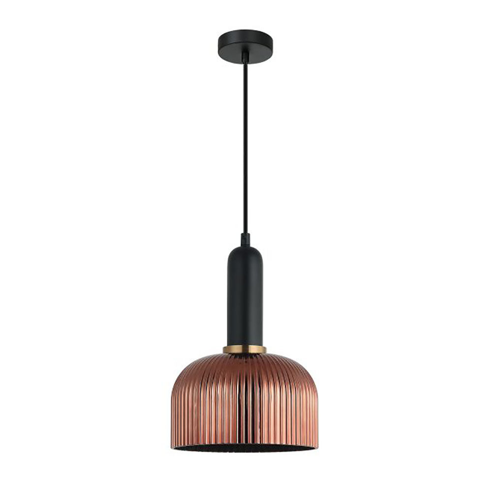 Buy Pendant Lights Australia Interior Dome Ribbed Glass 1 Light Pendant Copper Painted - VINTAJ16