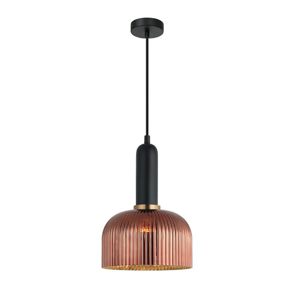 Buy Pendant Lights Australia Interior Dome Ribbed Glass 1 Light Pendant Copper Painted - VINTAJ16